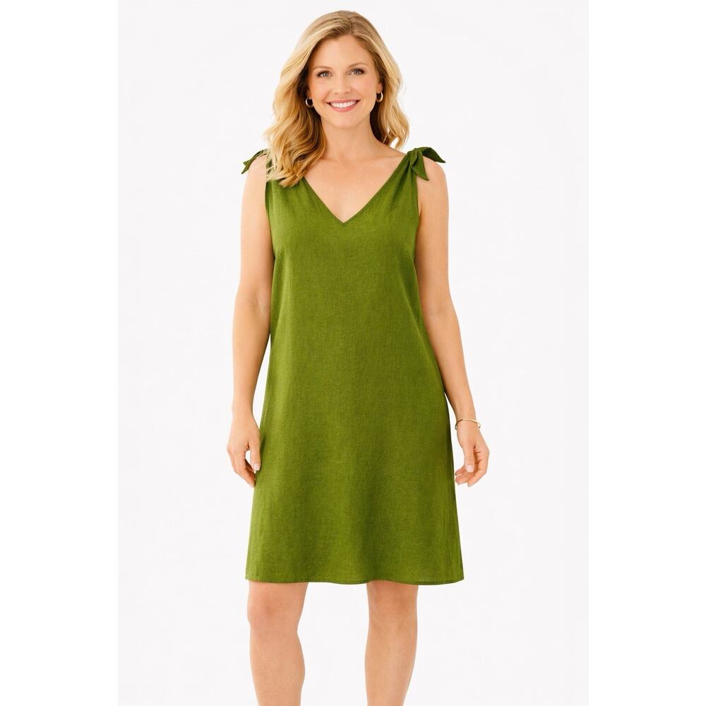 NWT ModCloth My Kind of Casual Shift Dress Size L V-Neck Linen Blend